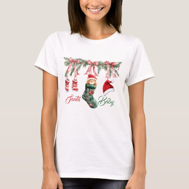 Camiseta Santa Baby Christmas Baby Shower (Anverso)