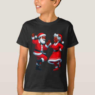 Camiseta Santa bailando Navidad negra afroamericana Sra