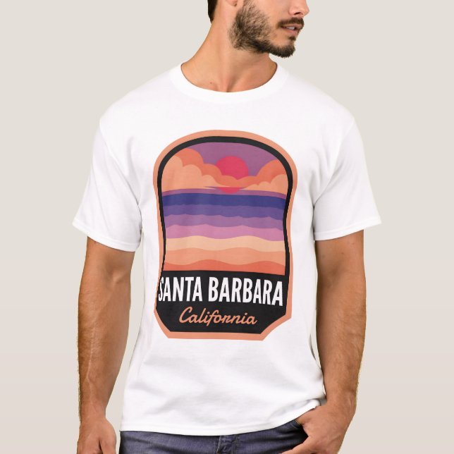Camiseta Santa Barbara CA Retro Sunset (Anverso)