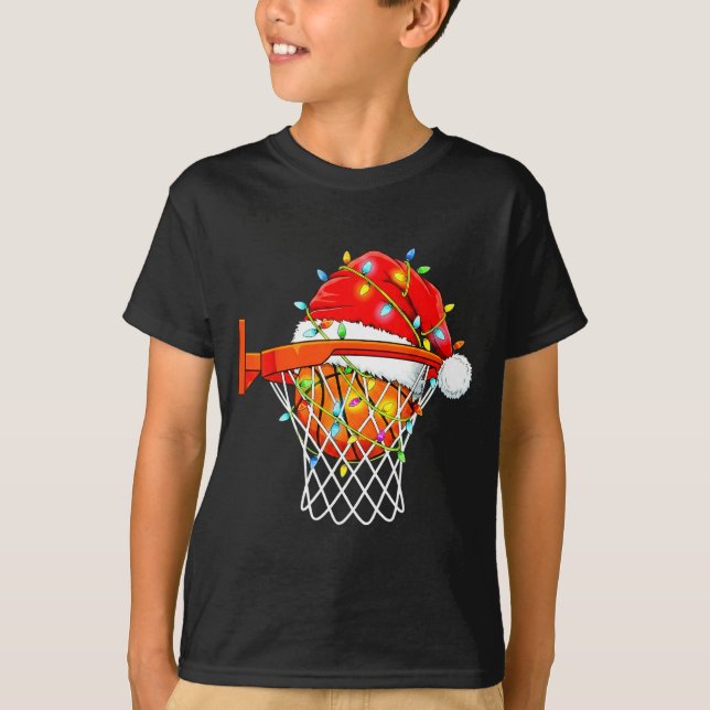 Camiseta Santa Basketball Dunk Christmas Srts For Boys Girl (Anverso)