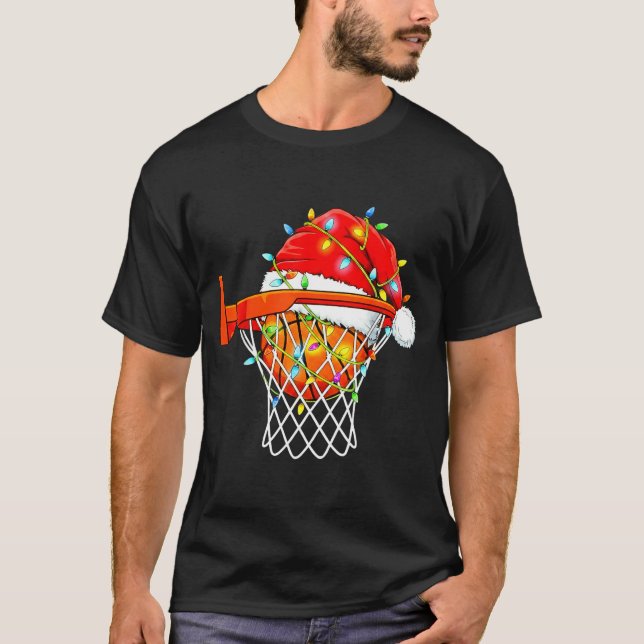 Camiseta Santa Basketball Dunk Christmas Srts For Boys Girl (Anverso)