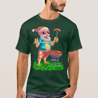 Camiseta Santa BBQ Party Grill Smoker Sausage Steak Christm