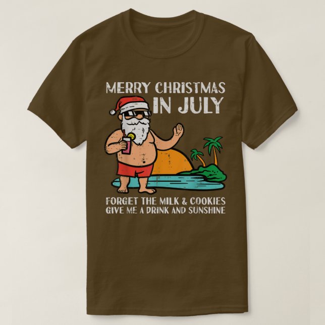 Camiseta Santa Beach Feliz Navidad En Julio Olviden La Comp (Diseño del anverso)