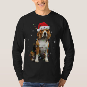 Camiseta Santa Beagle con luces de Navidad Divertido amante