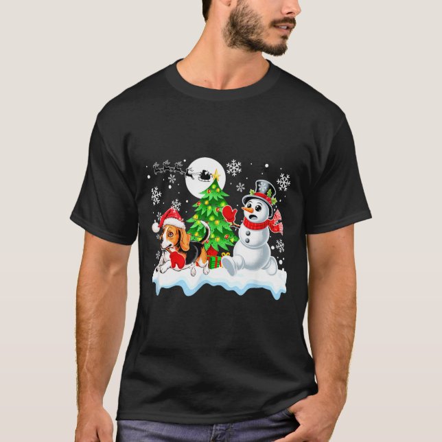 Camiseta Santa Beagle Snowman Running Friends Christmas Own (Anverso)