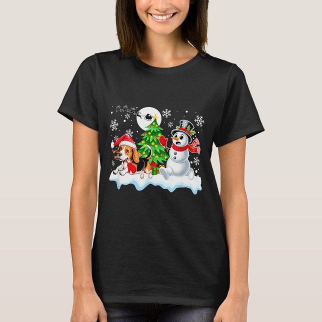 Camiseta Santa Beagle Snowman Running Friends Christmas Own (Anverso)