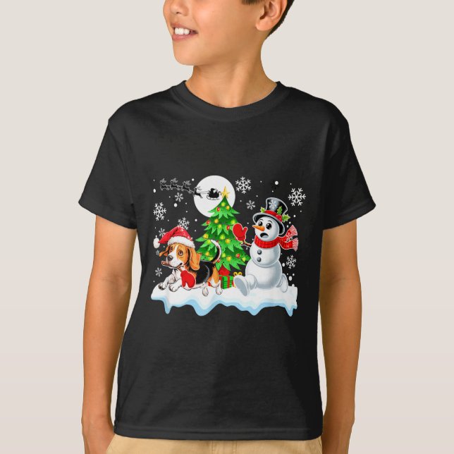 Camiseta Santa Beagle Snowman Running Friends Christmas Own (Anverso)