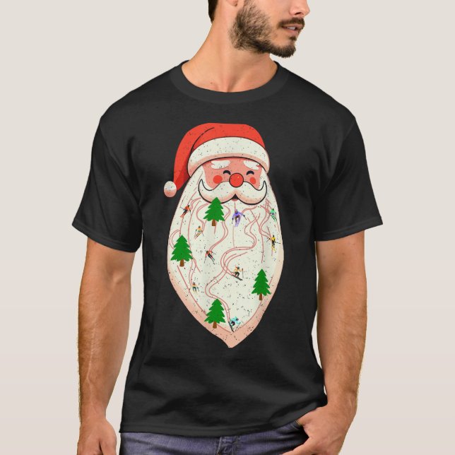 Camiseta Santa Beard Skiing Christmas Ski Xmas Holiday Skii (Anverso)