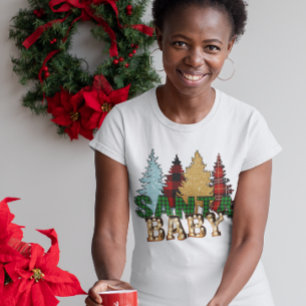 Camiseta Santa Bebé Navidad Bufalo Cuadros Leopardo Árbol