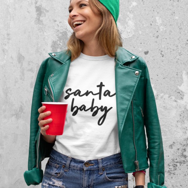 Camiseta Santa Bebé | Navidades Moderno Minimalista (Trendy minimalist holiday shirt created for stylish, cheerful, and comfortable seasonal fashion)