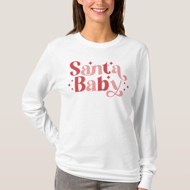 Camiseta Santa Bebé - Navidades retro Tipografía (Anverso)
