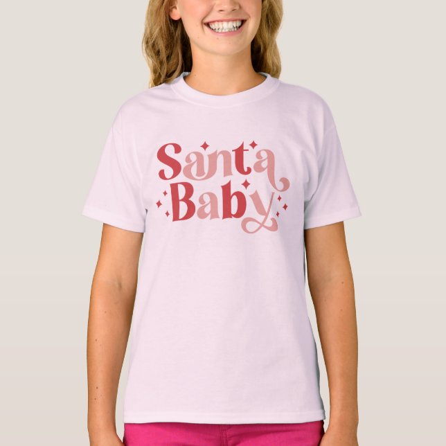 Camiseta Santa Bebé - Navidades retro Tipografía (Anverso)