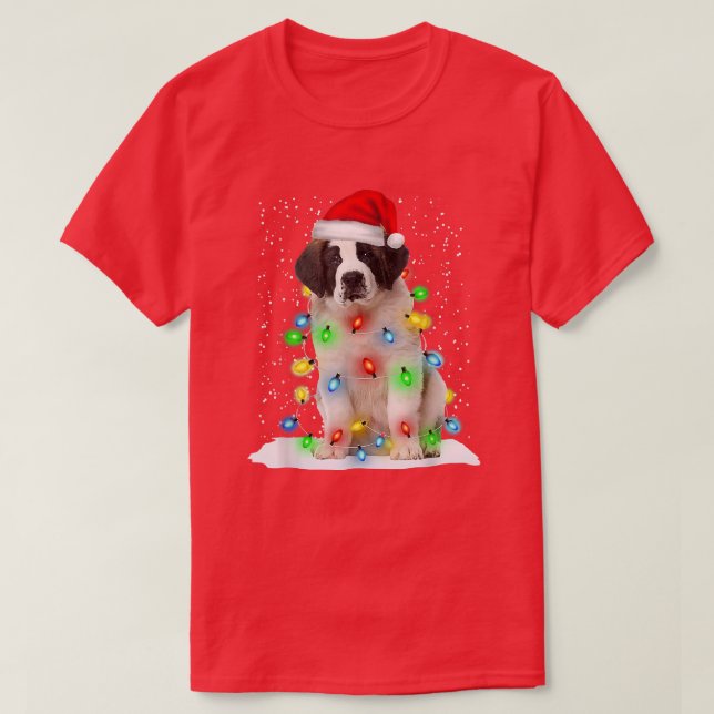 Camiseta Santa Bernard Navidades Santa Hat Xmas Luz de colo (Diseño del anverso)