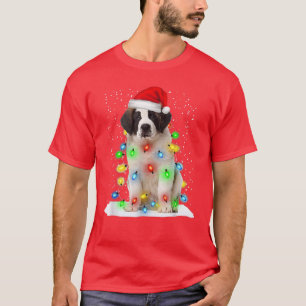 Camiseta Santa Bernard Navidades Santa Hat Xmas Luz de colo