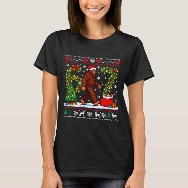 Camiseta Santa Bigfoot Christmas Tree Funny Sasquatch 67  (Anverso)