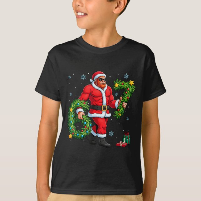 Camiseta Santa Bigfoot Christmas Tree Sasquatch 67 Six Seve (Anverso)