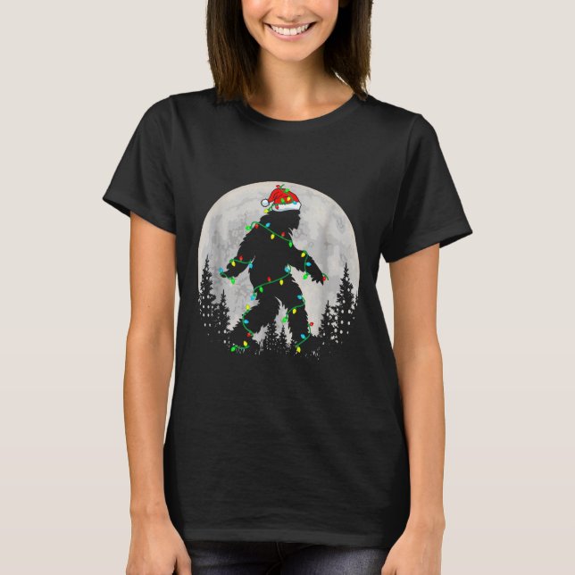 Camiseta Santa Bigfoot Christmas Tree Xmas Lights Funny Sas (Anverso)