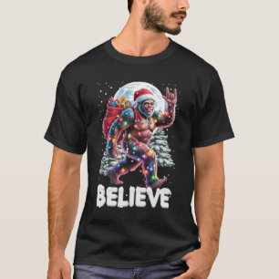 Camiseta Santa Bigfoot Rock En Navidad Luz Sasquatch Sé