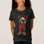 Camiseta Santa Black y Tan Coonhound Perro Reindeer Christm<br><div class="desc">Navidades de renos de perros de raza negra y tan de Santa Cruz</div>