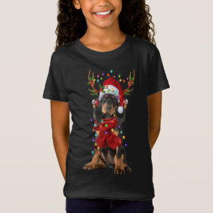 Camiseta Santa Black y Tan Coonhound Perro Reindeer Christm