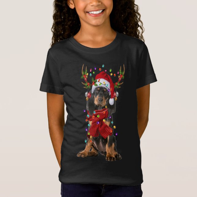 Camiseta Santa Black y Tan Coonhound Perro Reindeer Christm (Anverso)