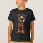 Camiseta Santa Black y Tan Coonhound Perro Reindeer Christm<br><div class="desc">Navidades de renos de perros de raza negra y tan de Santa Cruz</div>
