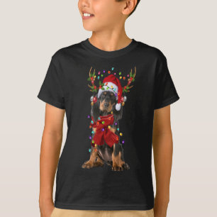 Camiseta Santa Black y Tan Coonhound Perro Reindeer Christm