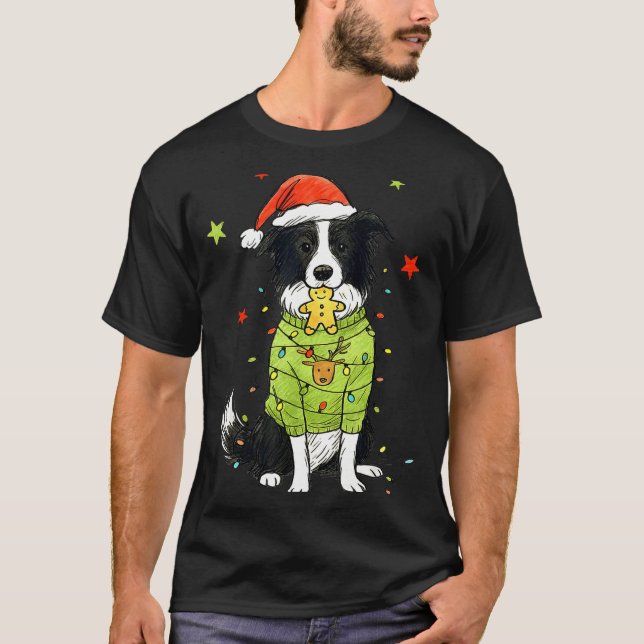 Camiseta Santa Border Collie Christmas Border Collie Dog Mo (Anverso)