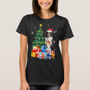Camiseta Santa Border Collie Dog Christmas Tree Light Xmas