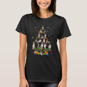 Camiseta Santa Border Collie Dog Christmas Tree Light Xmas