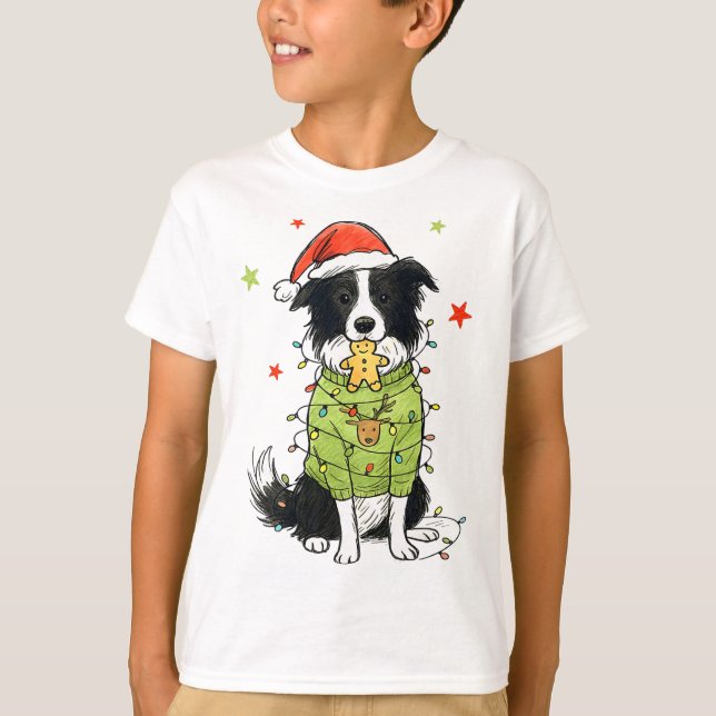 Camiseta Santa Border Collie Navidad Border Collie Perro Mo (Anverso)