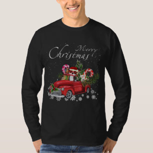 Camiseta Santa Boston Terrier montando Camión Rojo Merry Ch