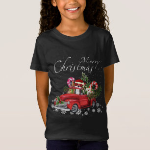 Camiseta Santa Boston Terrier montando Camión Rojo Merry Ch