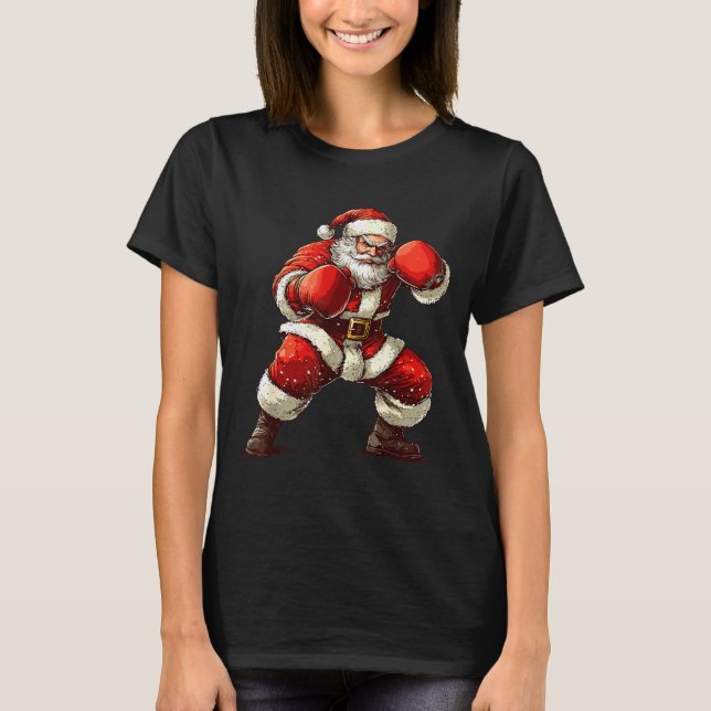 Camiseta Santa Boxing Xmas Mma Muay Thai Lover Boxer Christ (Anverso)