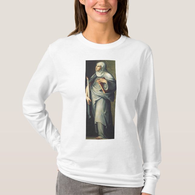 Camiseta Santa Brígida de Suecia Mística Medieval (Anverso)
