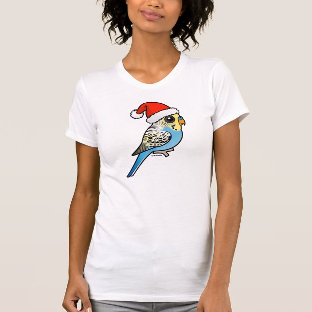 Camiseta Santa Budgie azul y amarillo (Anverso)