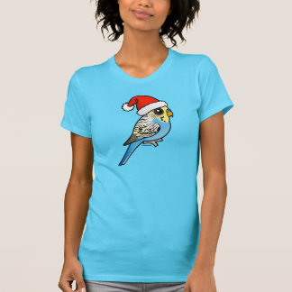 Camiseta Santa Budgie azul y amarillo