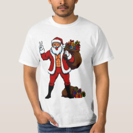 Camiseta ¡Santa Búfalo Signo de Paz! Abdominales Rotos y Na