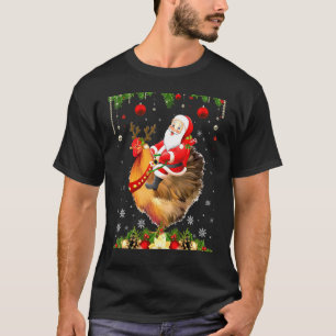 Camiseta Santa Cabalgando Pollo Navidad Reno Pollo Lo