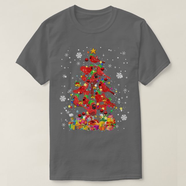 Camiseta Santa Cardinal Bird Navidad navideña luz (Diseño del anverso)