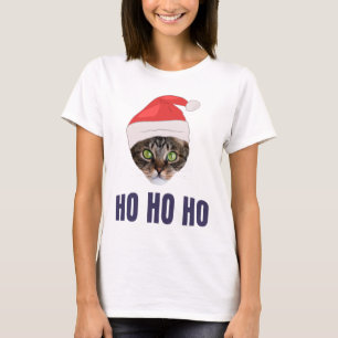 Camiseta Santa Cat con Santa hat, Ho ho ho Invitación Squa