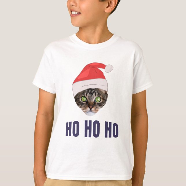 Camiseta Santa Cat con Santa hat, Ho ho ho Invitación Squa (Anverso)