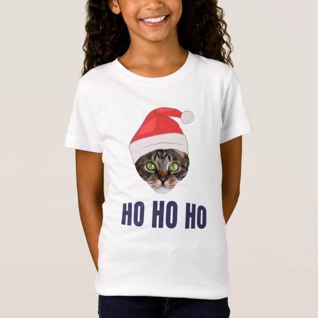 Camiseta Santa Cat con Santa hat, Ho ho ho Invitación Squa (Anverso)