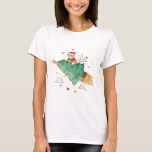 Camiseta Santa Cat del árbol de Navidad volador