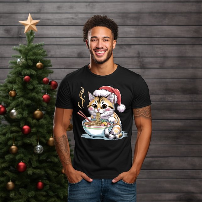 Camiseta Santa Cat Eating Ramen Cute Christmas Kitty (Subido por el creador)