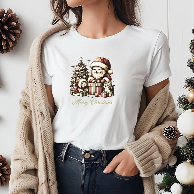 Camiseta Santa Cat y sus pequeños ayudantes al estilo vinta (Subido por el creador)