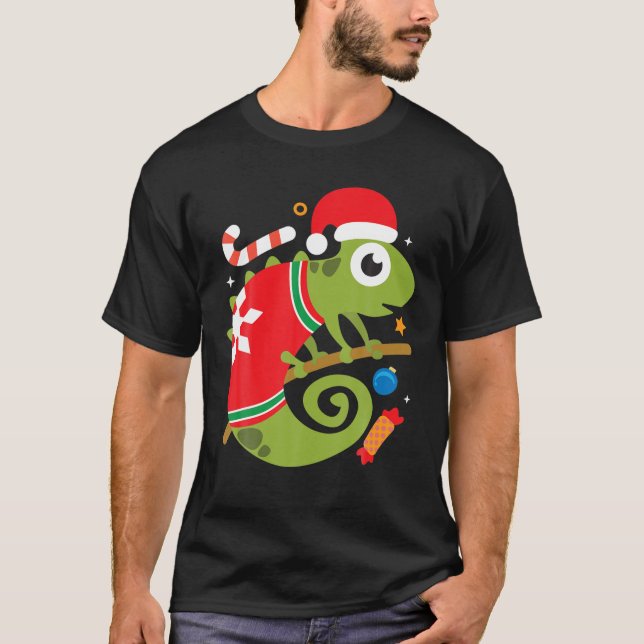 Camiseta Santa Chameleon Funny Cool Christmas Gift (Anverso)