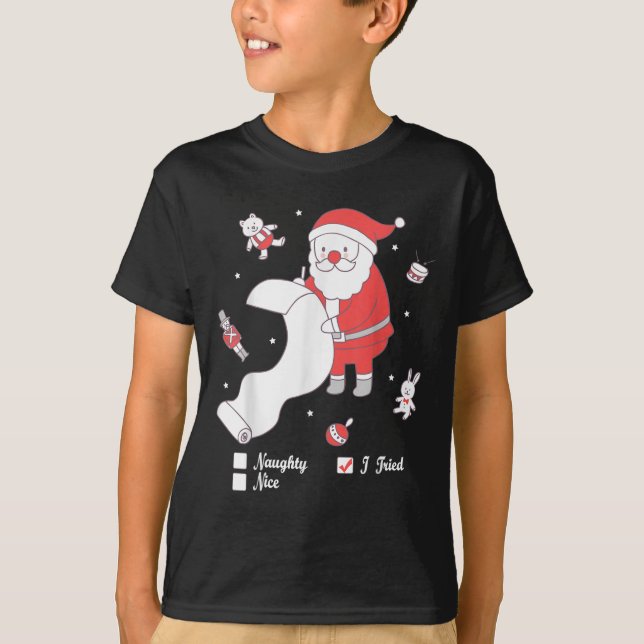 Camiseta Santa Checking The Nice And Naughty List I Tried  (Anverso)