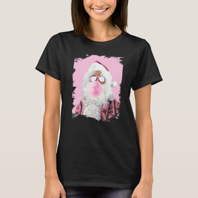 Camiseta Santa Chewing Pink Bubble Gum Christmas (Anverso)