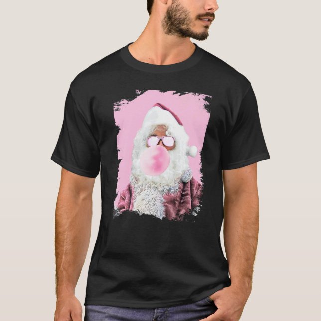Camiseta Santa Chewing Pink Bubble Gum Christmas (Anverso)